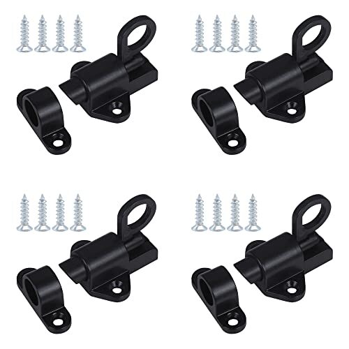 Sixfolo 4 Pezzi Chiavistello a Molla Nero Serratura Sicurezza Rimbalzo (t5e)