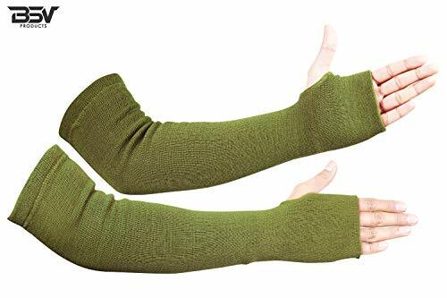 Arm Sleeves Cut/Scratch/Heat Resistant Made with Kevlar -Thumb Hole Sage Green 