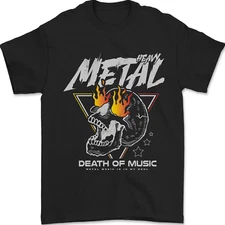Heavy Metal Death of Music Skull Mens T-Shirt 100% Cotton