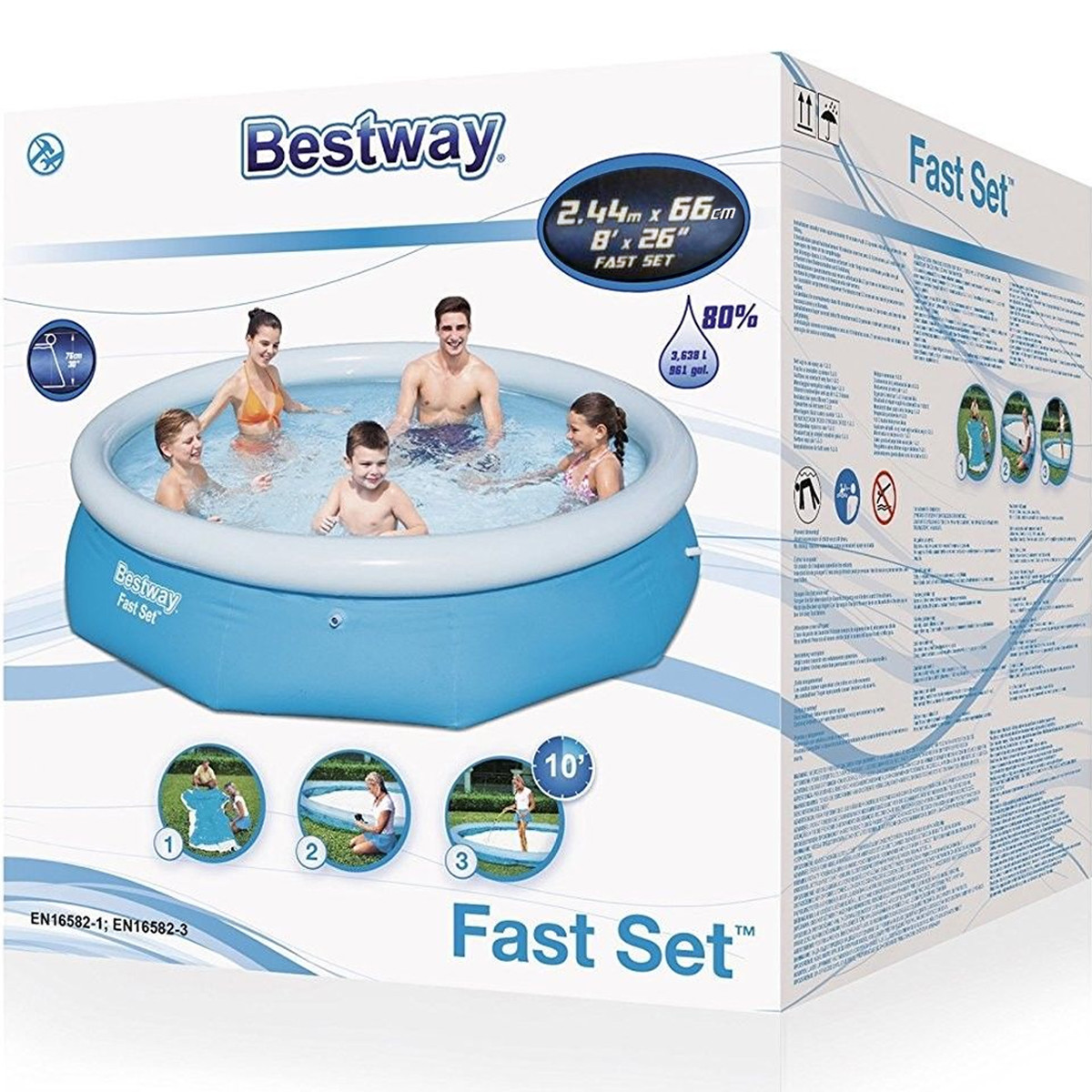 Juego rápido Bestway 8 ft piscina familiar jardín patio piscina 8 ft x 26 pulgadas