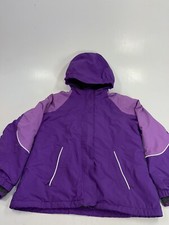 Lands' End Grow-A-Long Girls Squall Parka Jacket Hooded Waterproof L 14 Purple