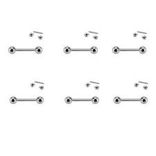 6 Pack Internally Threaded Solid Titanium Barbell 14 Gauge 9/16"