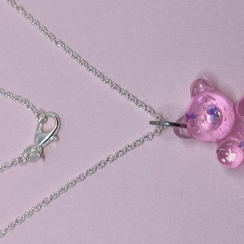 Large Gummy Bear Cute Necklace, 18 inches long. Bear is 3cm , clear or glitter - Picture 58 of 75