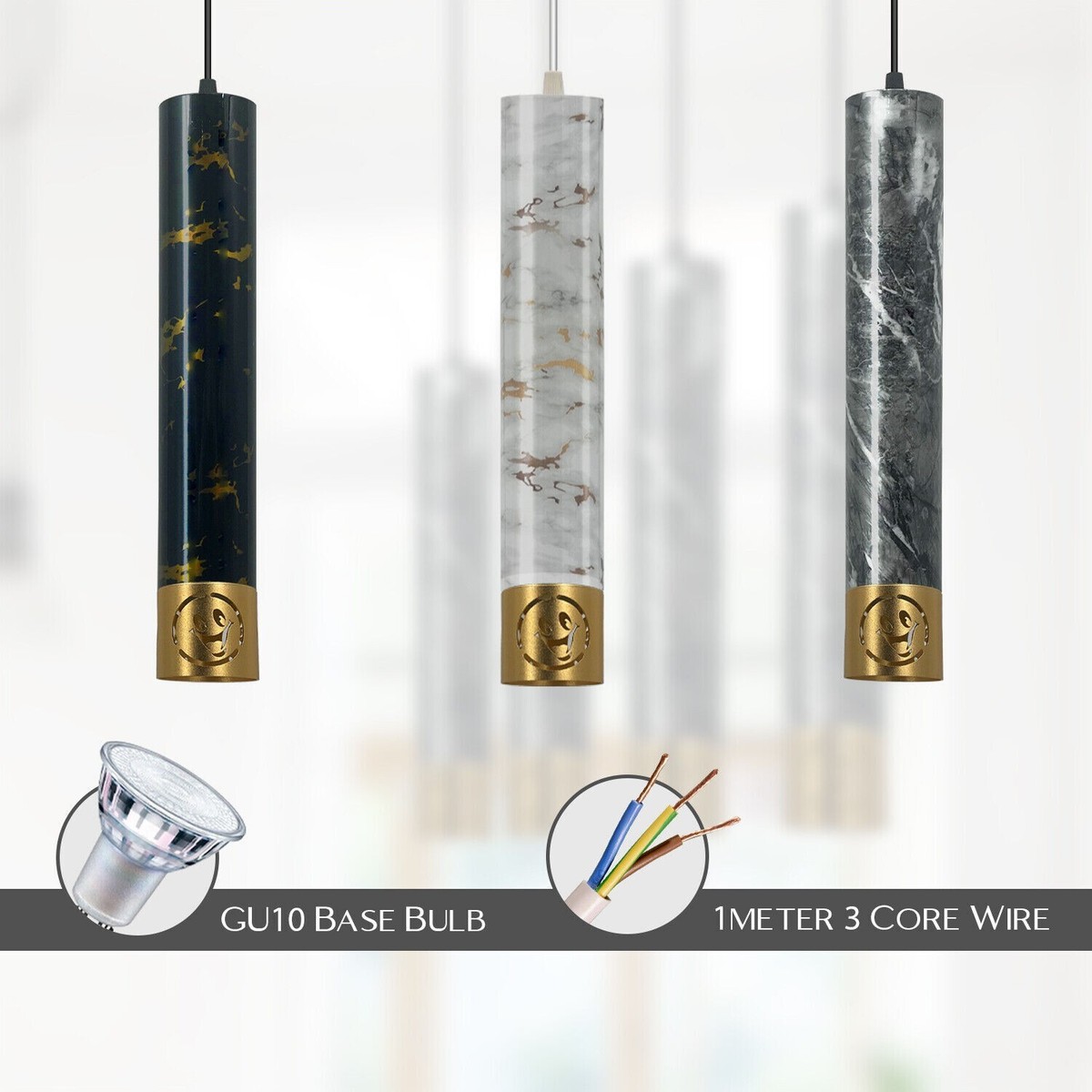 Braytron LED Moderne Pendelleuchte Zylindrisch Aluminium GU10 Schwarz