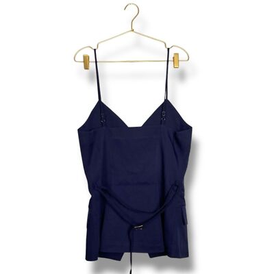 Kaiia Navy Blue Strappy Belted Cami Top   Size US 6 (WP562)