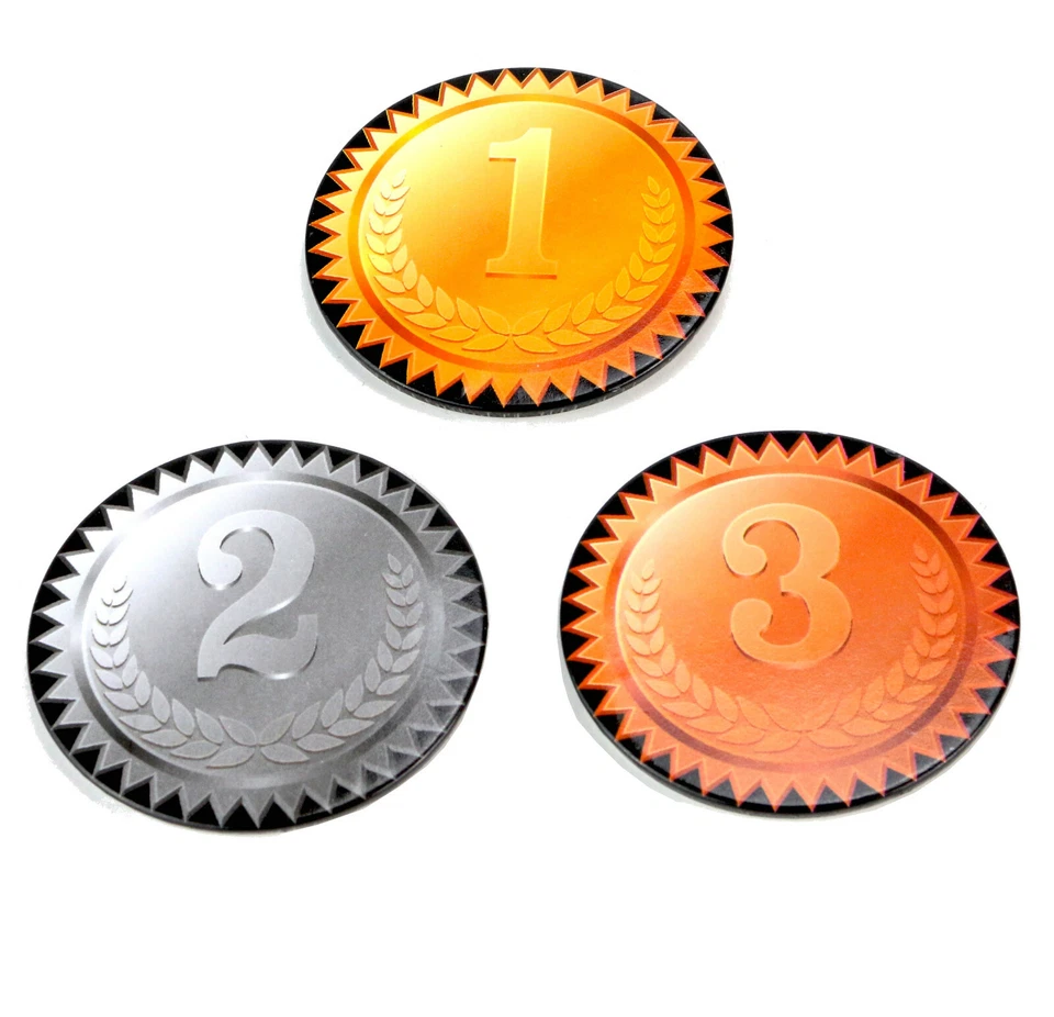 TOI-TOYS Sieger Ansteck Button 3er Set Gold Silber Bronze 1. 2. 3. Anstecknadel Anstecker