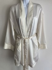 Vintage Victoria  s Secret Gold Label Ivory Satin Robe w Tie Belt, One Size