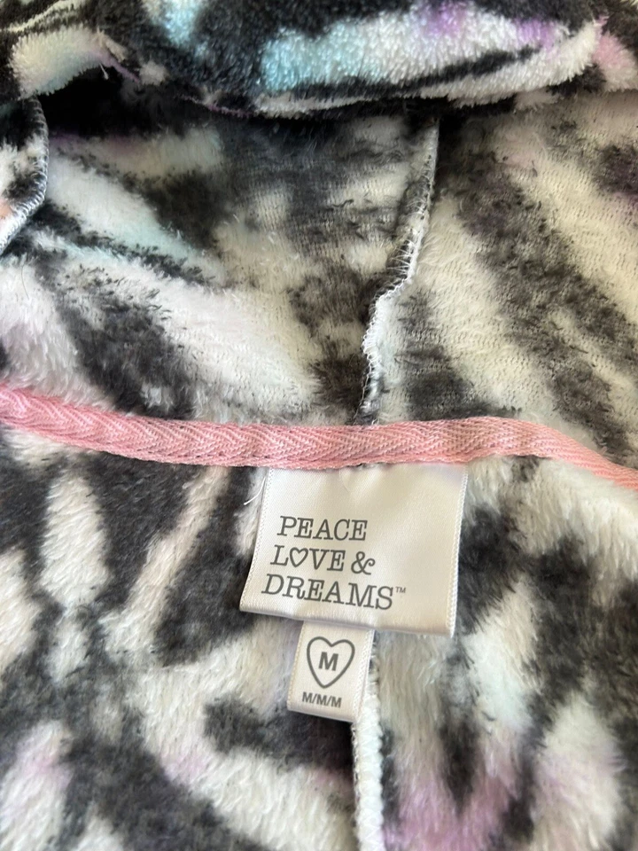 Peace Love & Dreams Unicornio Adulto M Tie-Dye Polar Cuerpo Completo Pijama Capucha Foto 2 de 4