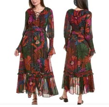 Farm Rio M $295 Bird Flowers Maxi Dress