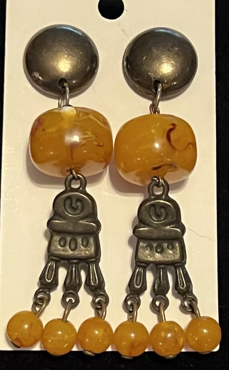 Bauble Statement Dangle Earrings Butterscotch And… - image 1