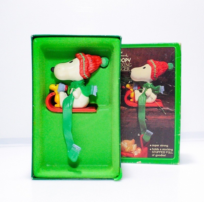Vintage Hallmark SNOOPY Stocking Hanger Holder Christmas Ornament