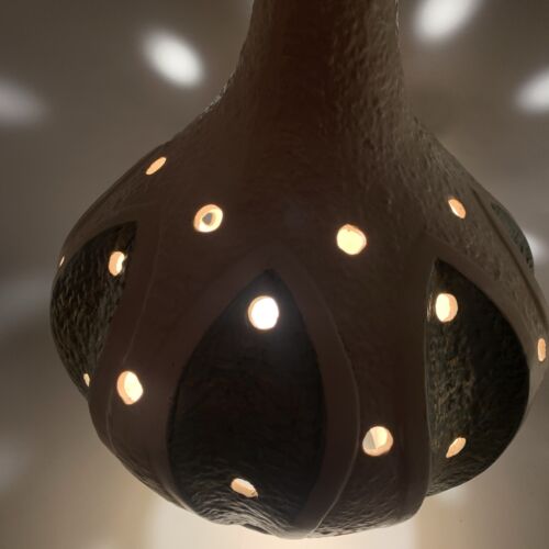 Midcentury Atomic Ceramic Gourd Pendant Swag Lamp Accent Light On Chain - Picture 16 of 16