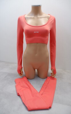 Bo Tee Oh Polly BRAND NEW Womens Gym Set Size S Crop Top Leggings Coral  Pink UK