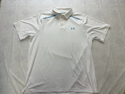 Under Armour Heat Gear Polo Shirt Mens XL White Golf