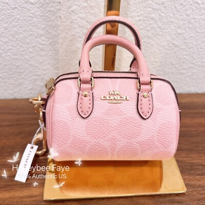 COACH ミニバッグ NWT COACH Mini Rowan Bag Charm in cherry/denim/powder pink /floral