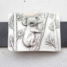 Koala Climbing Tree Silver Tone Belt Buckle for Jeans Leather Belt