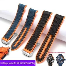 Rubber Watch Band Curved End Bracelet Colorful Nylon Folding Clasp Strap 20-22mm