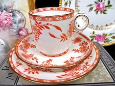 BODLEY TEA CUP AND SAUCER TRIO FLORAL URN ORANGE PATTERN TEACUP 