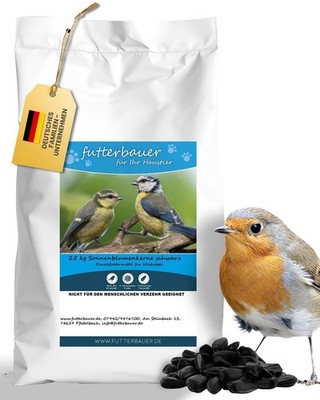 Futterbauer 25 kg Sonnenblumenkerne schwarz im Papiersack Ernte 2025 Vogelfutter