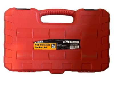 Titan 66100 18 Piece 1/4'' Drive VDE Insulated Socket Tool Set EV Vehicle Ready