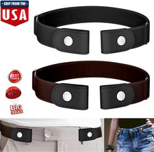2× Buckle-free Elastic Invisible Waist Belt for Jeans Pants Adjustable Men Women