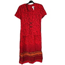 Vintage Danny & Nicole Red Leopard Print Dress with Orange Border Size 8