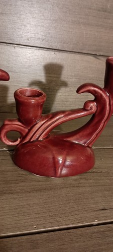 Vintage Camark Pottery USA #269 Candle Holders Set of 2 Maroon - Picture 8 of 9