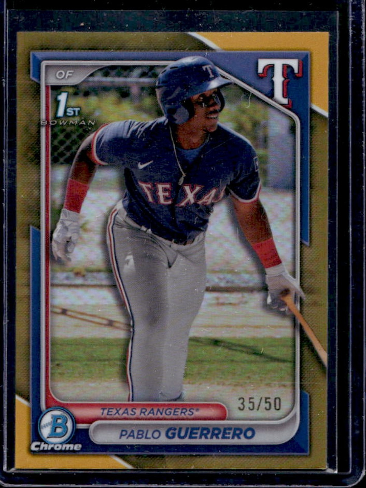 2024 Bowman Chrome Pablo Guerrero Gold Refractor 1st Prospect #/50 Rangers
