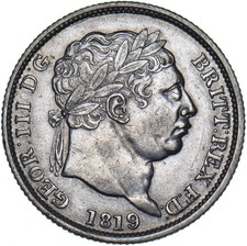 1819 Shilling - George III British Silver Coin - Nice