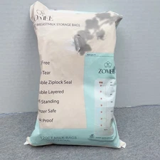 Zomee 120 Count Double Zip Breast Milk Storage Bags 8oz 240mL Freezer Safe