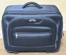 Samsonite Carry On Blue Soft Suitcase Wheel Rolling Retractable Handle Laptop