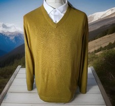 Galeria Seide Kaschmir Pullover V-Neck XL Senfgelb V-Neck Feinstrick Herren NEU