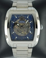 Luxury Versace Automatic Men Blue Dial Stainless Steel Band Wristwatch