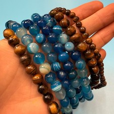 Set of 7 Natural Gemstone Round Beads Strands 15" Sizes 6,8,10 mm  B51