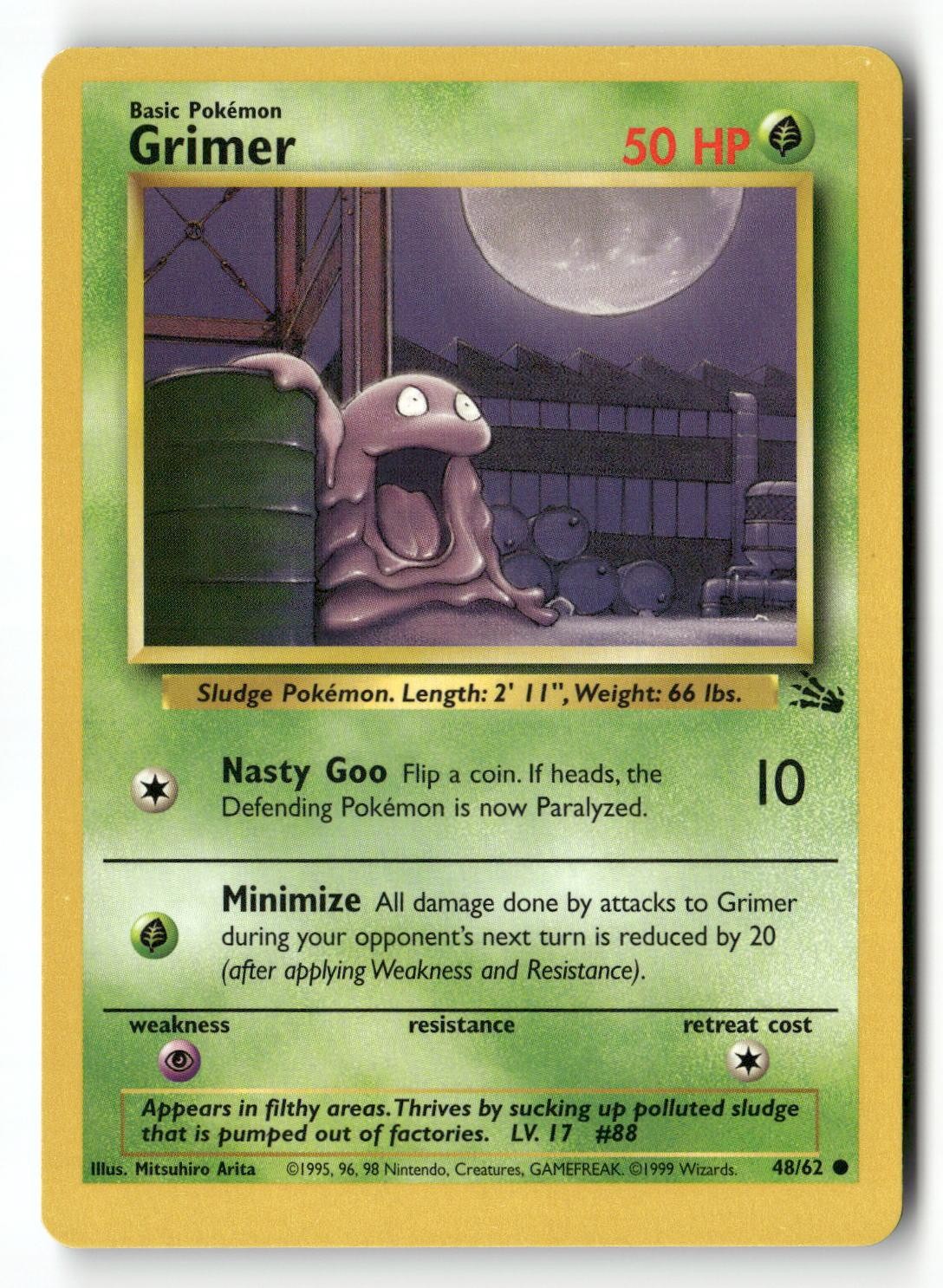 Grimer 48/62 Common Fossil Pokemon Unlimited Lightly Played