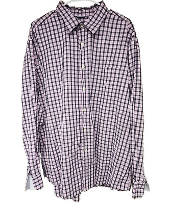 Nautica Men's Wrinkle Resistant Classic Fit Button Down Shirt Purple Black XXL