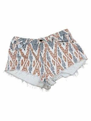 Farm Rio Womens Button Fly Mini Denim Shorts Size 30 Daisy Dukes Tribal Print