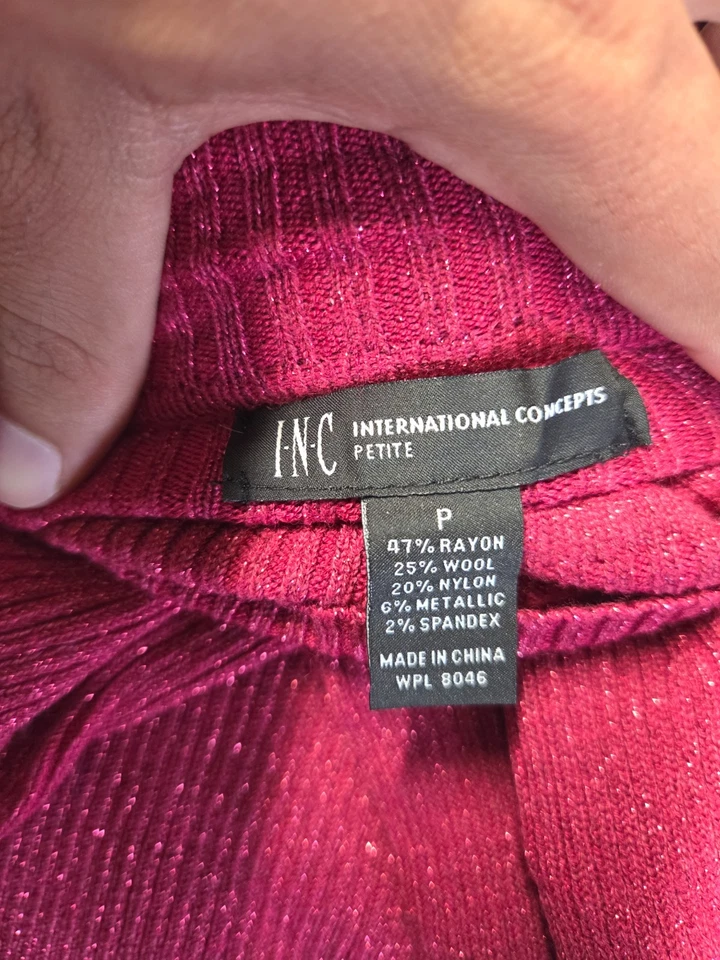 Suéter cuello alto International Concepts para mujer talla P rosa pulóver ajuste superior Foto 2 de 4