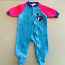 VTG Disney Babies 1984 Pajamas Sleeper Romper Minnie Mouse Pink Blue Purple Zip