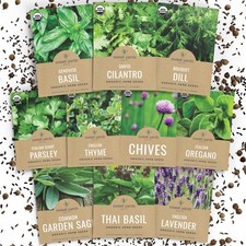 Organic Herb Seeds Variety Pack - 10 10 Varieties - Culinary Pack, Green