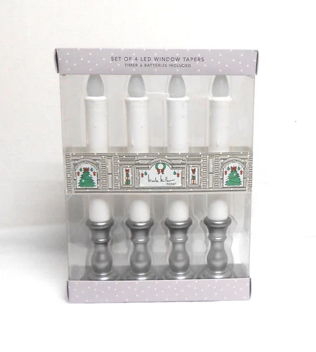 Martha Stewart 4 LED Window Taper Candles Silver Base Timer & Batteries Included - product listing photo