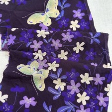 Boro Japanese Old Vintage Cloth Japan Silk Crepe Scraps Butterfly Purple