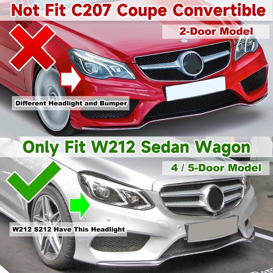 Front Bumper Spoiler Lip Kit For Mercedes Benz E Class E300 W212 Sport 2013-2015 - Image 2 of 4