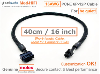  UPgrading-16AWG PCI-E GPU 6P Cable for be quiet! Dark Pure Power - 40cm / 16''