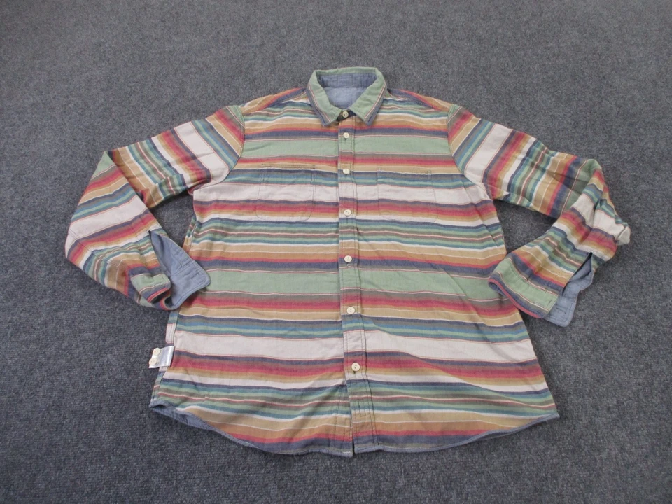 Camisa Faherty Para Hombres XL Azul Rayas Reversible Ligera Preppy Exterior Golf Foto 2 de 4