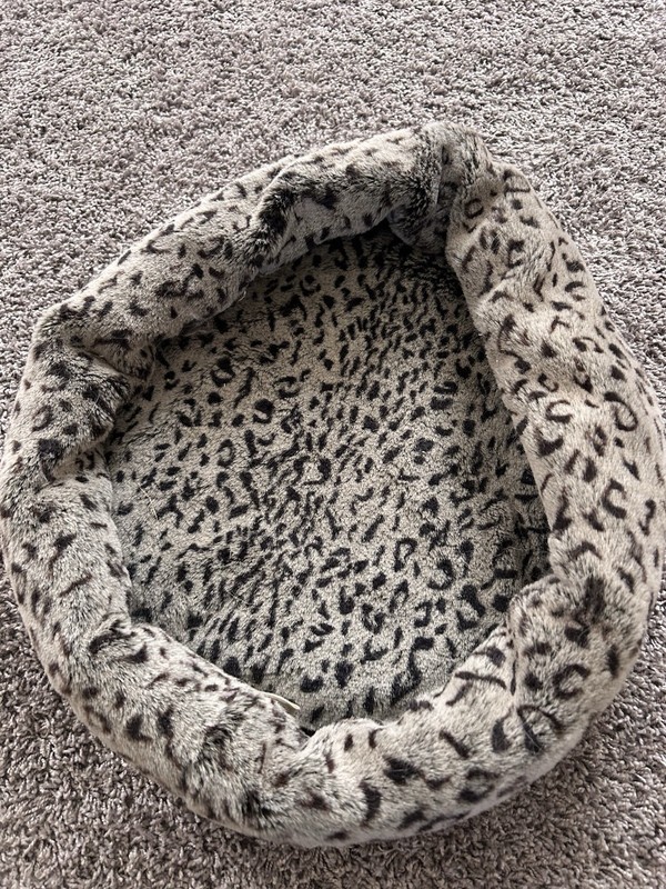 Leopard Print Cat Bed With Assorted Cat Toys