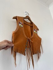 Vintage 1970s Beaded Suede Western/Hippie Vest Handmade