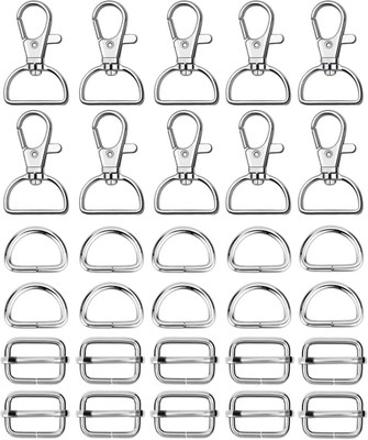 Metal Snap Hook Ring Bulk 30 Pcs, Swivel Clasp Buckle and Non-Welded D Ring P...
