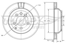 2x TOMEX Brakes Bremsscheibe TX 74-16 für VW TOUAREG 7P5 7P6 7LA 7L6 7L7 VAN TDI