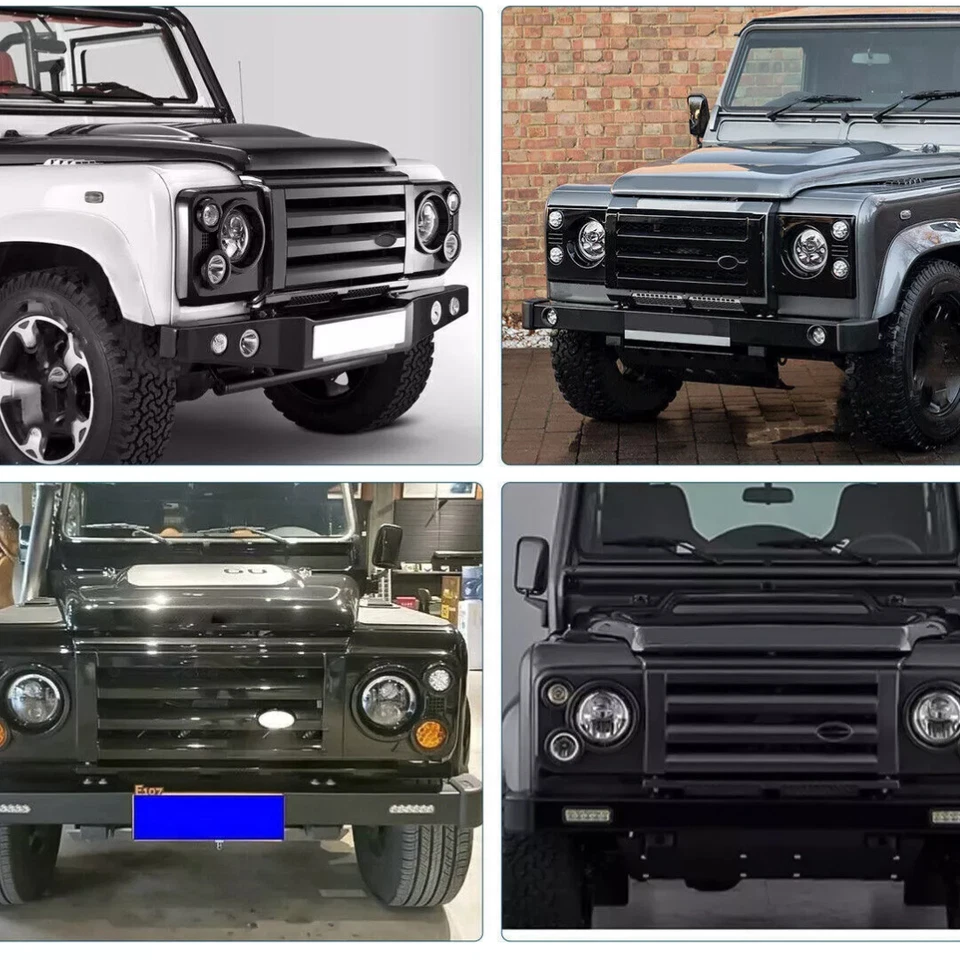 For Land Rover Defender Front Grille & Headlamp Cases SVX Style Gloss Black UK - Image 2 of 4